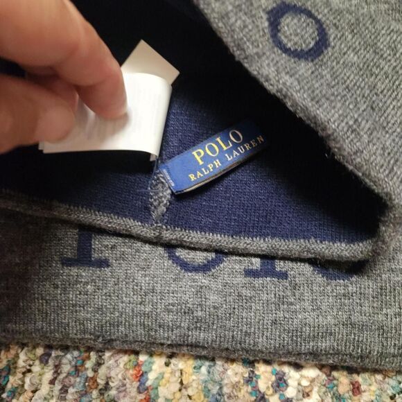 Polo Ralph Lauren Men's Grey and Navy Scarf-wraps - Picture 3 of 5